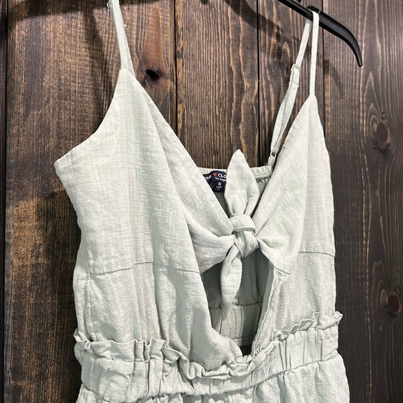 One Clothing Romper S Green Tie Knot Front Cotton Boho Stretch Casual Resortwear - Picture 3 of 10